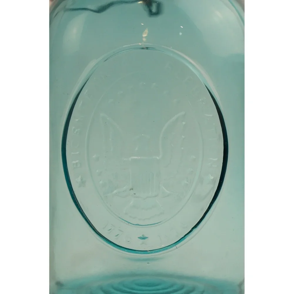 Ball Ideal A1 Mason Jar Blue Bicentennial Eagle 1776-1976 Wire Lid VGC Vintage - Picture 2 of 7
